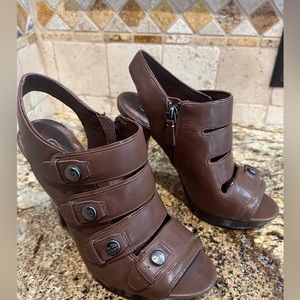 Brown Coach open toe Bootie